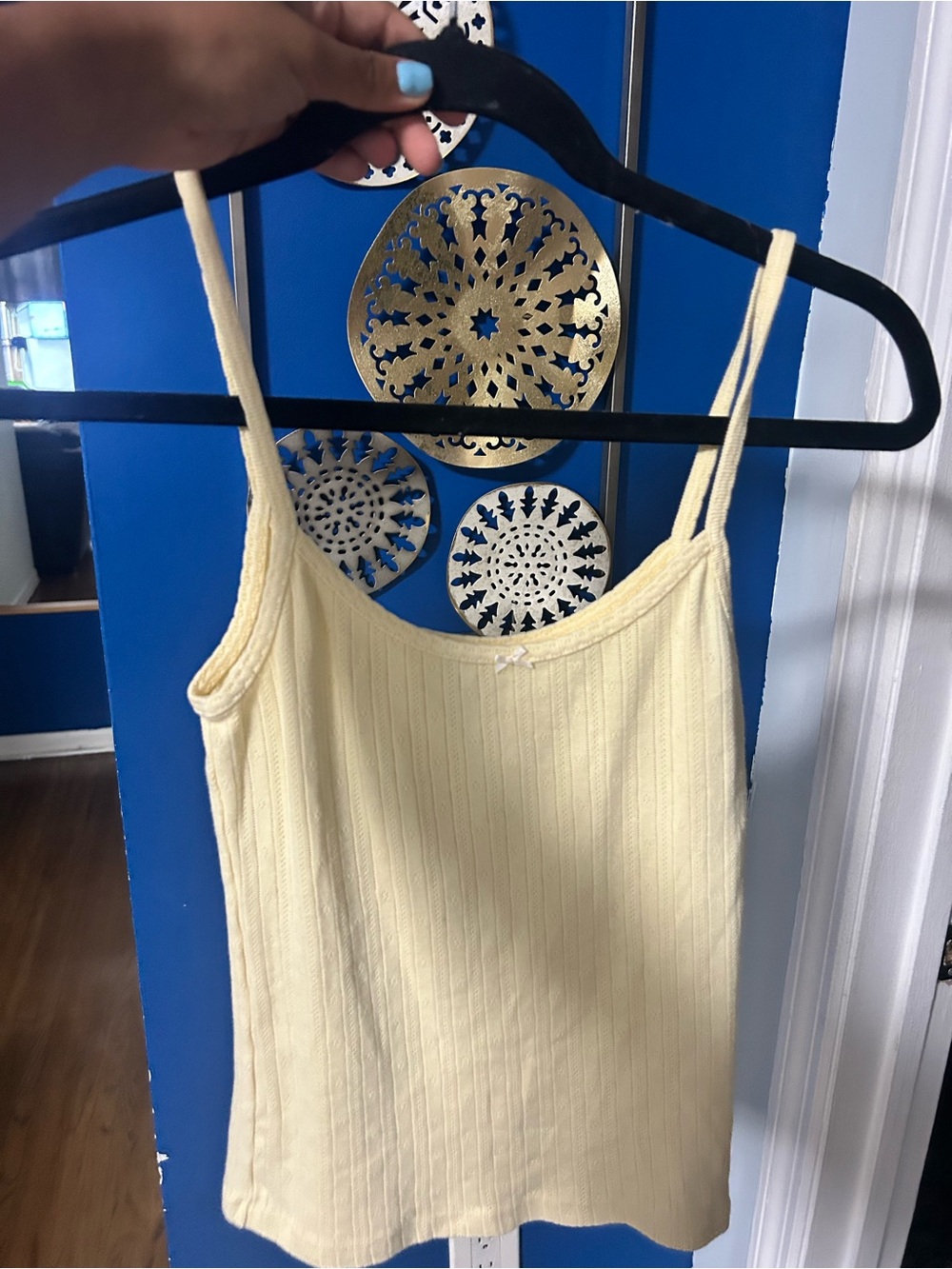 Brandy Melville Pale Yellow Ribbed Spaghetti Strap Cami